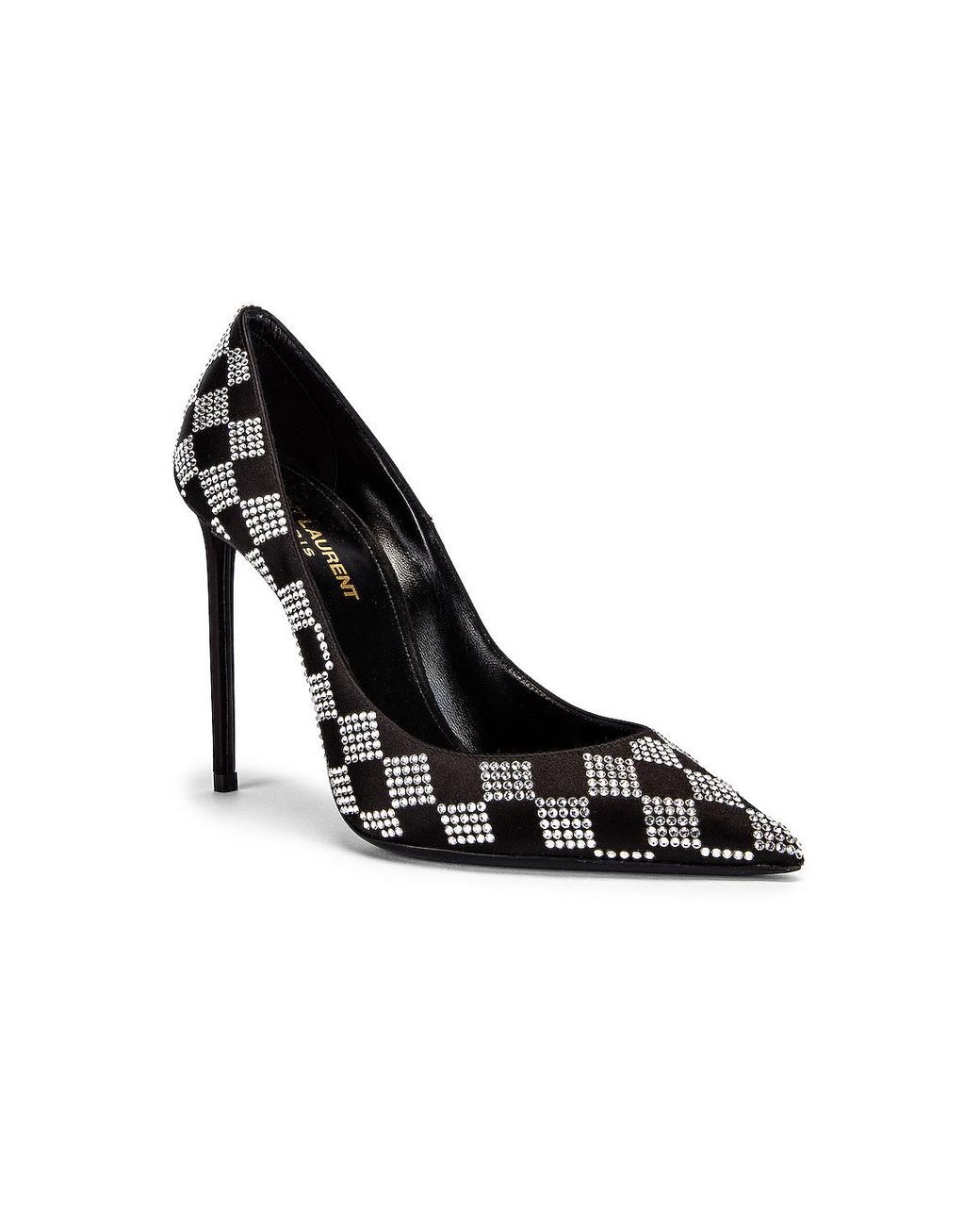 Saint Laurent Zoe Checkered Satin Pumps 