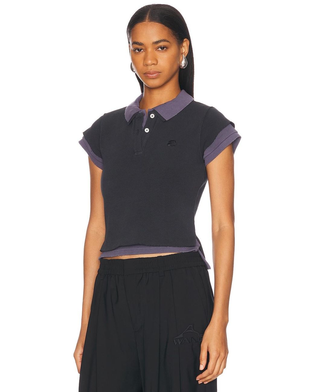 Alexander Wang Layered Shrunken Polo Top in Blue | Lyst
