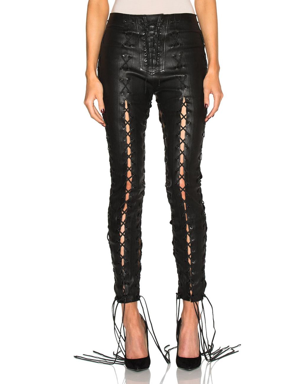 Unravel Project Lace Up Leather Pants in Black Lyst