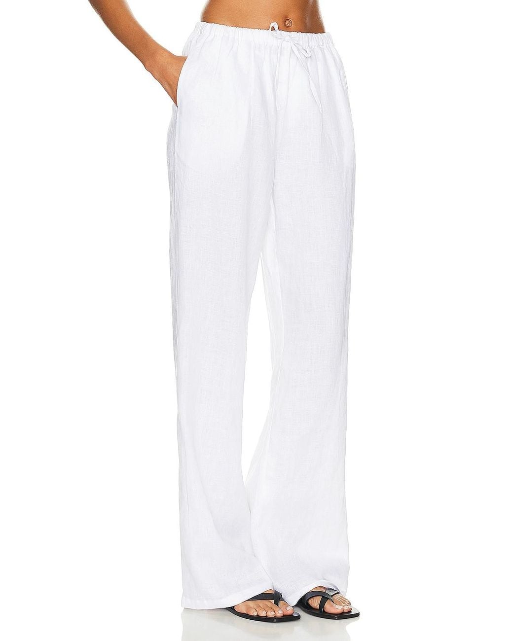 AEXAE White Linen Drawstring Trouser