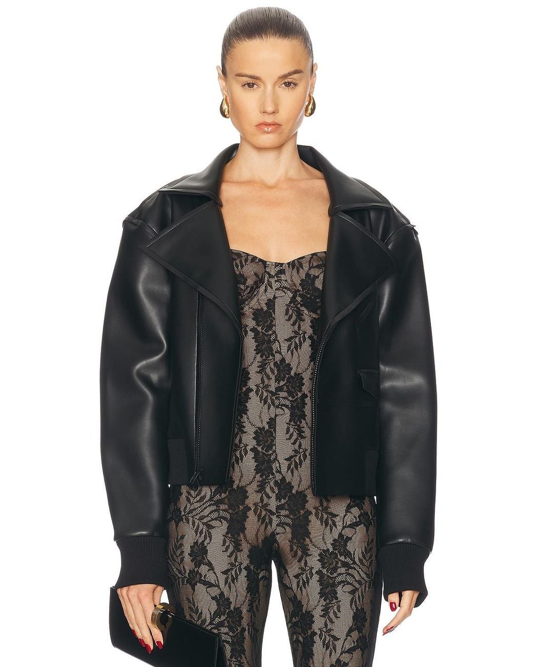 Norma Kamali Black Mini Moto Jacket