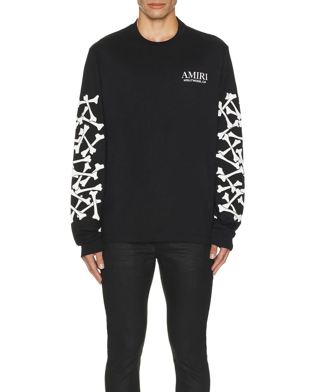 Amiri Bones Stacked Long Sleeve Tee in Black for Men | Lyst