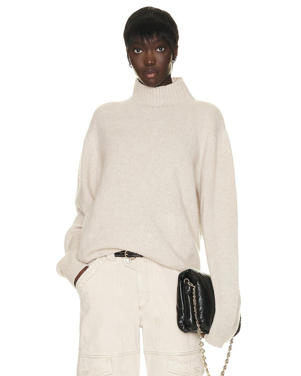 The Elder Statesman Relaxed Turtleneck Sweater in Natural | Lyst