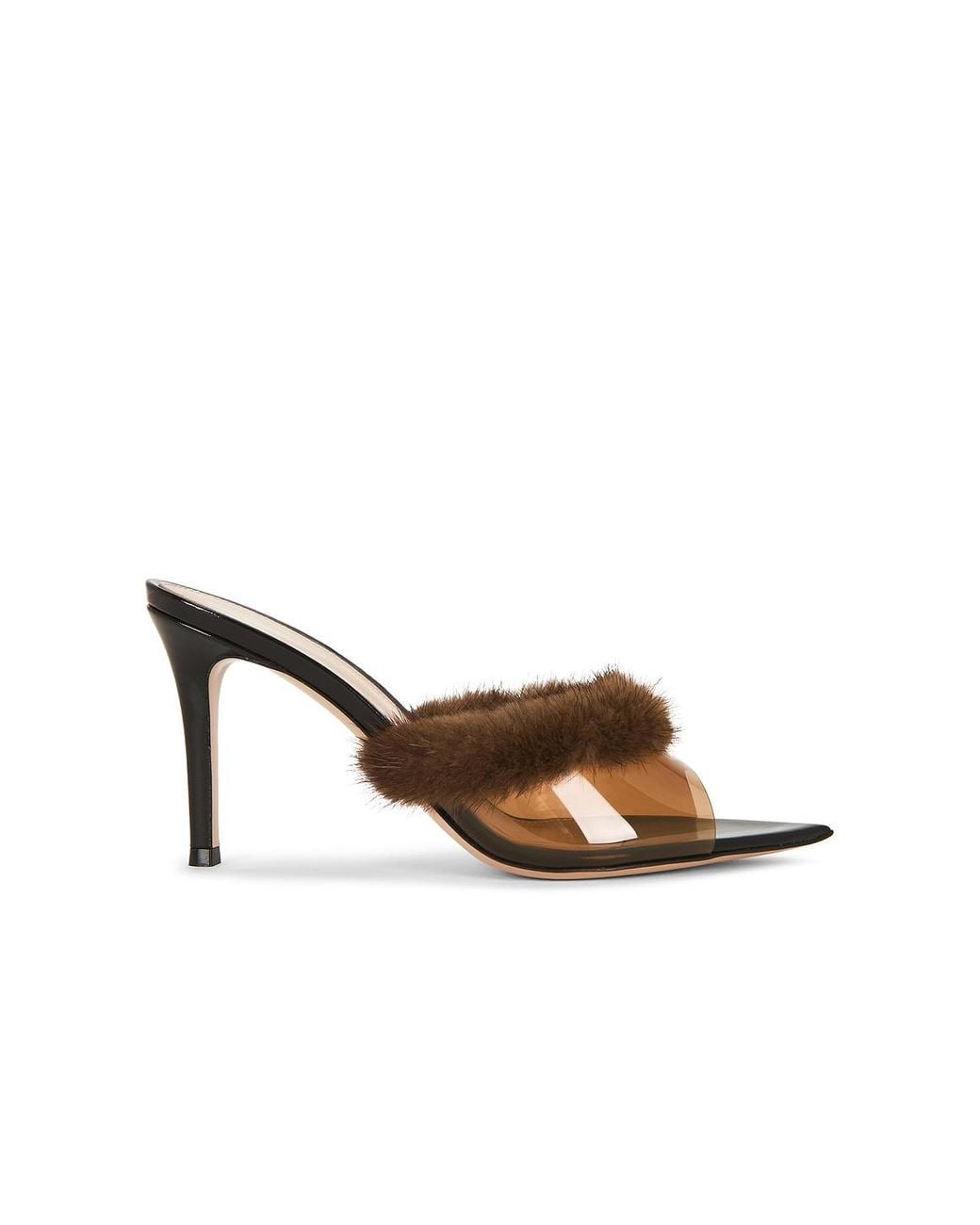 Gianvito Rossi Brown Plexi Mule Sandal
