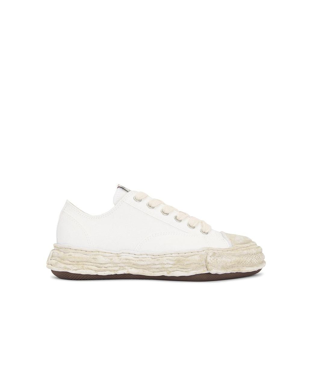 Maison Kitsuné Men's Printed Sole Canvas Sneakers in White Maison Kitsune