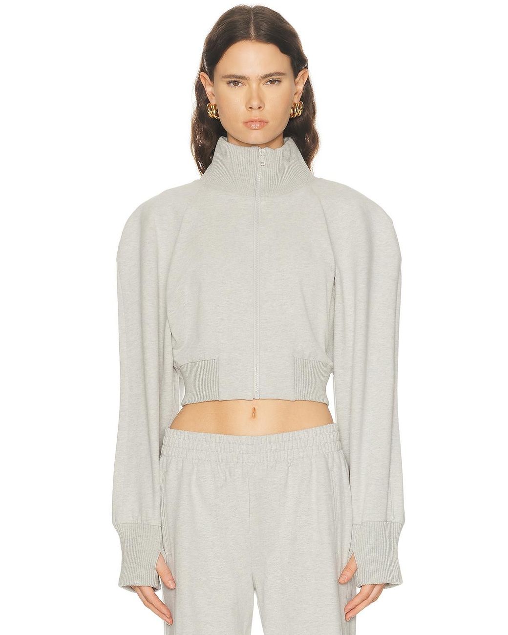 Norma Kamali Gray Oversized Turtle Bomber Jacket
