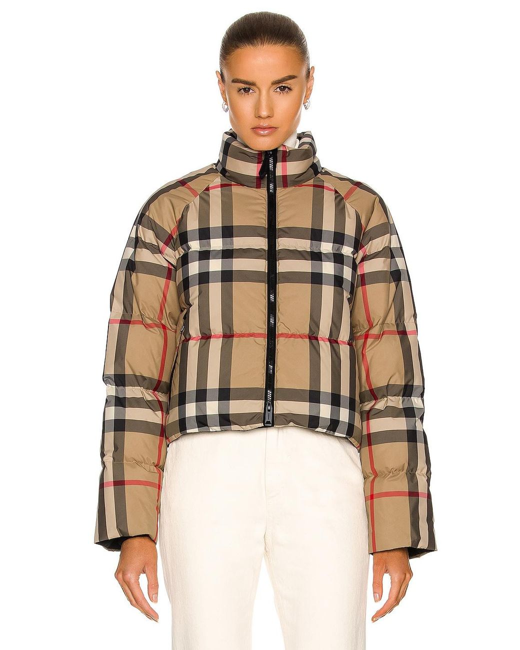 Burberry Alsham Arc Check Quilted Jacket in Natural | Lyst