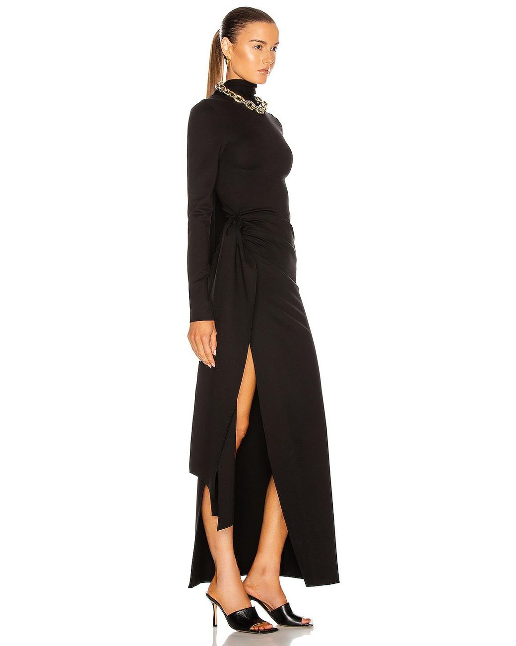Mock Neck Ruched Maxi Dress 