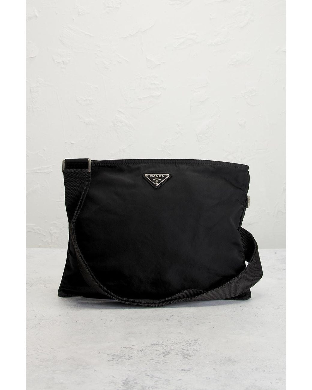 Prada Black Tessuto Mini Flat Messenger Bag