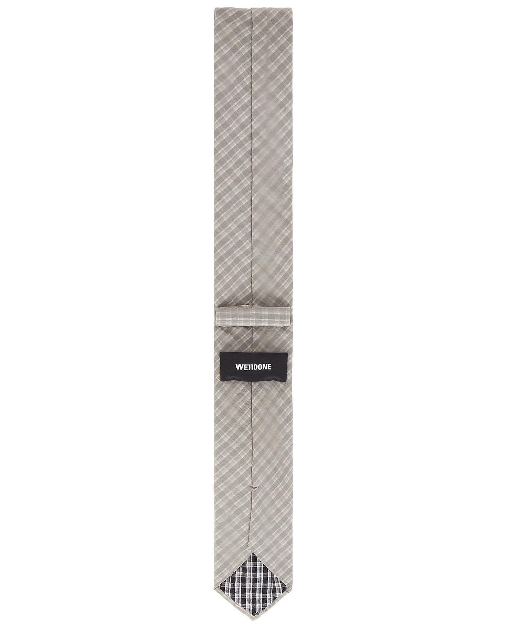 we11done White Check 2 Layered Tie for men