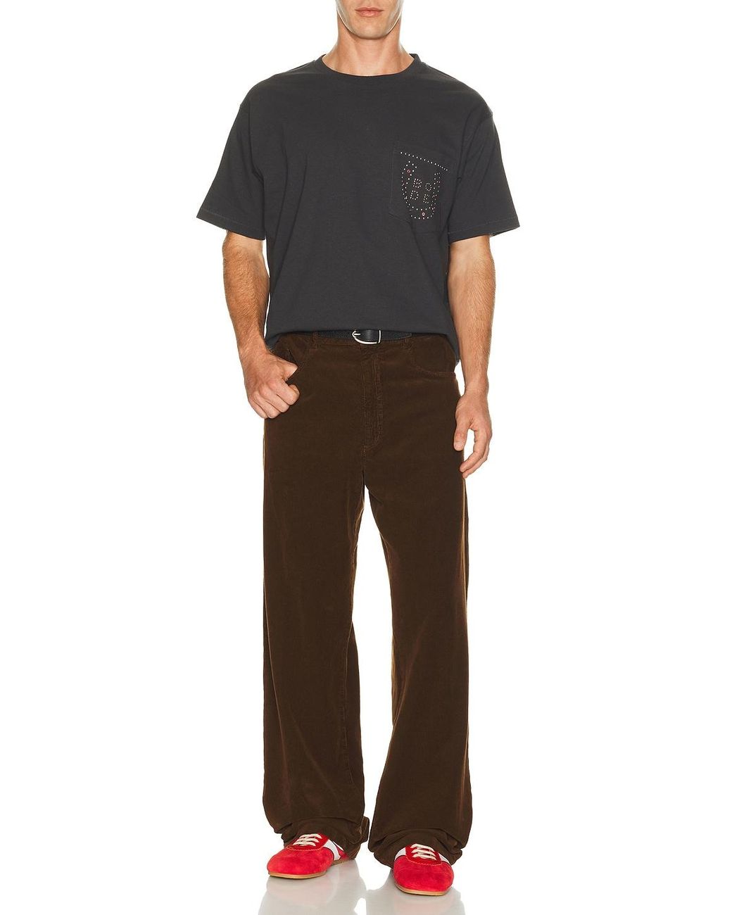 Bode Black Horseshoe Stud Pocket Tee for men