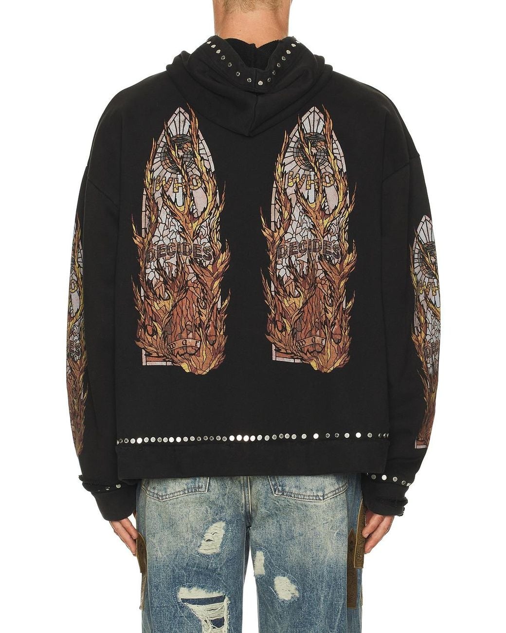 Who Decides War Black Hardware Hooded Pullover for men