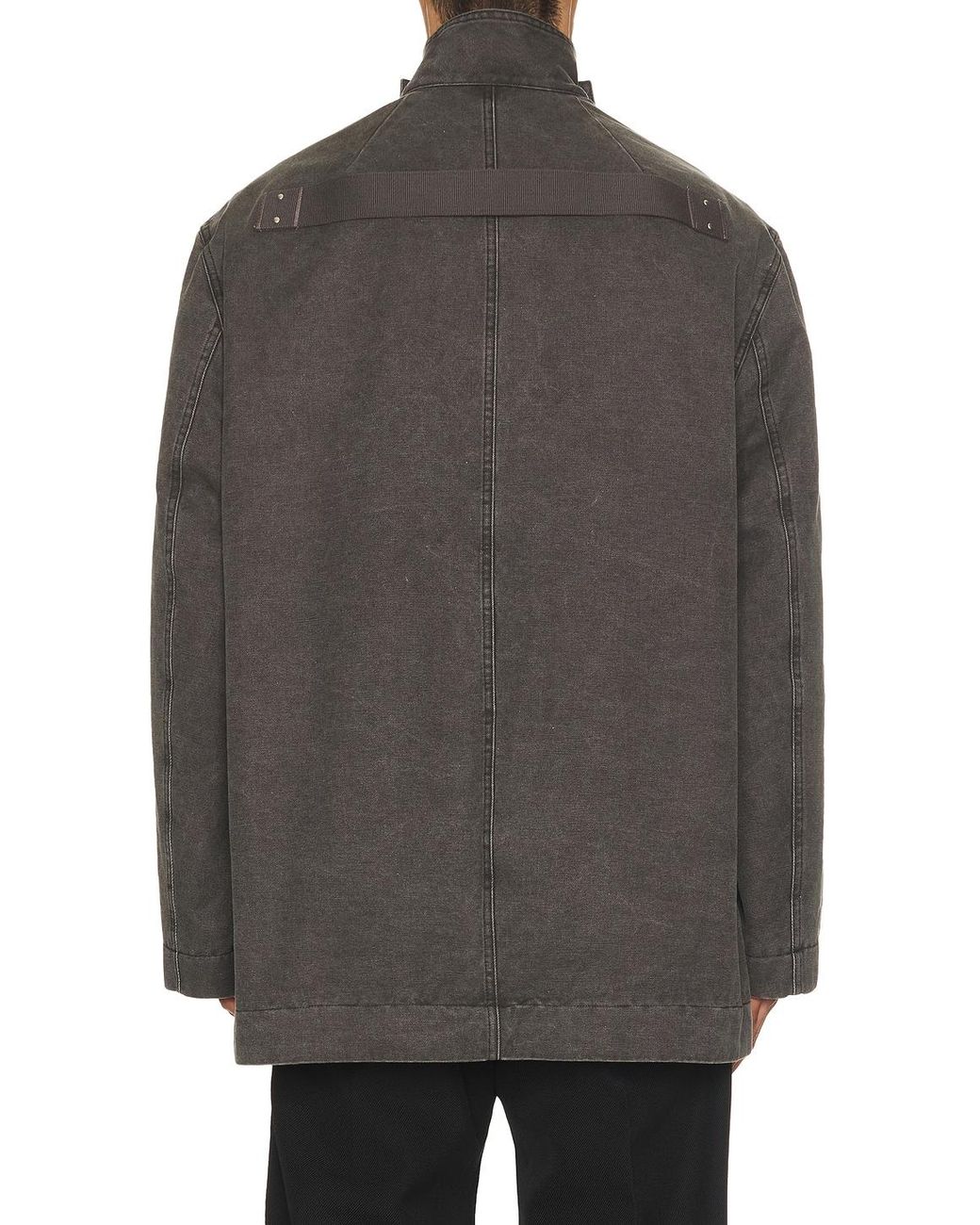Rick Owens Gray Collared Mac Jacket for men