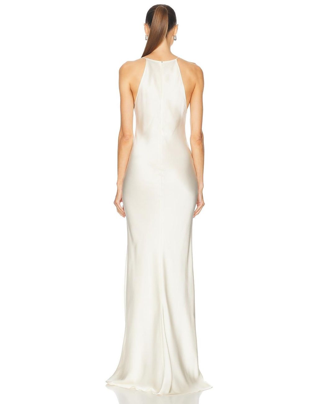LAPOINTE White Satin Halter Gown