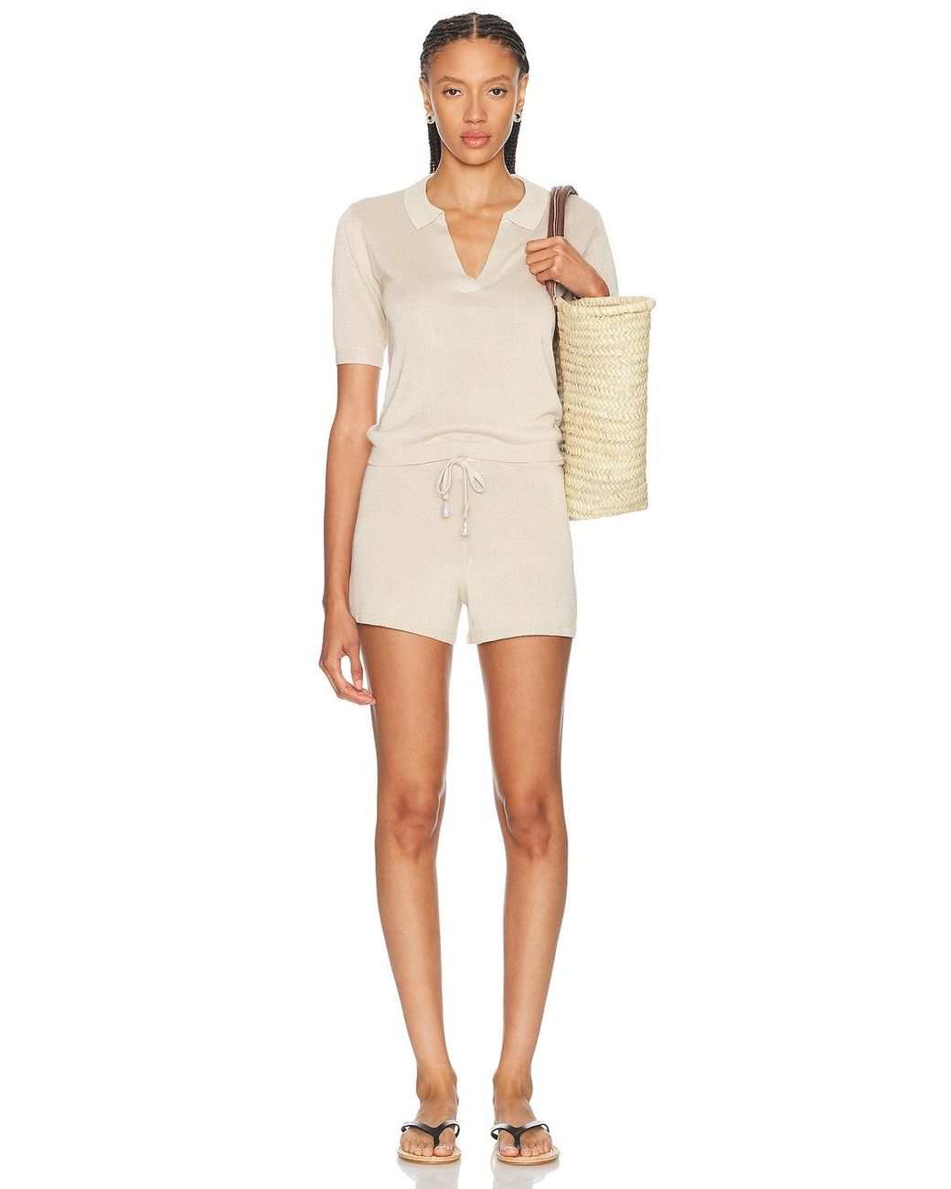 La Porte White Sofia Knit Short
