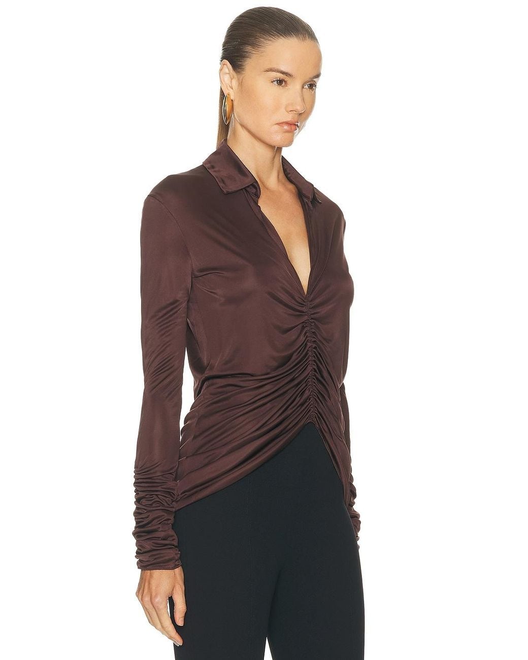Atlein Purple Front Ruched Shirt