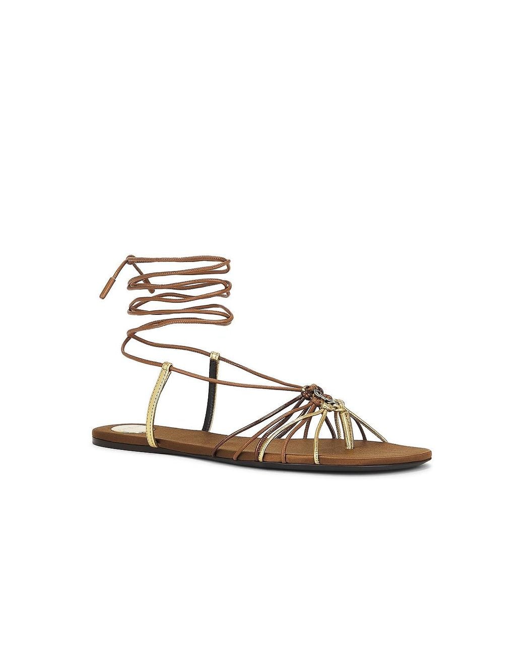 Saint Laurent Metallic Bridget Flat Sandal