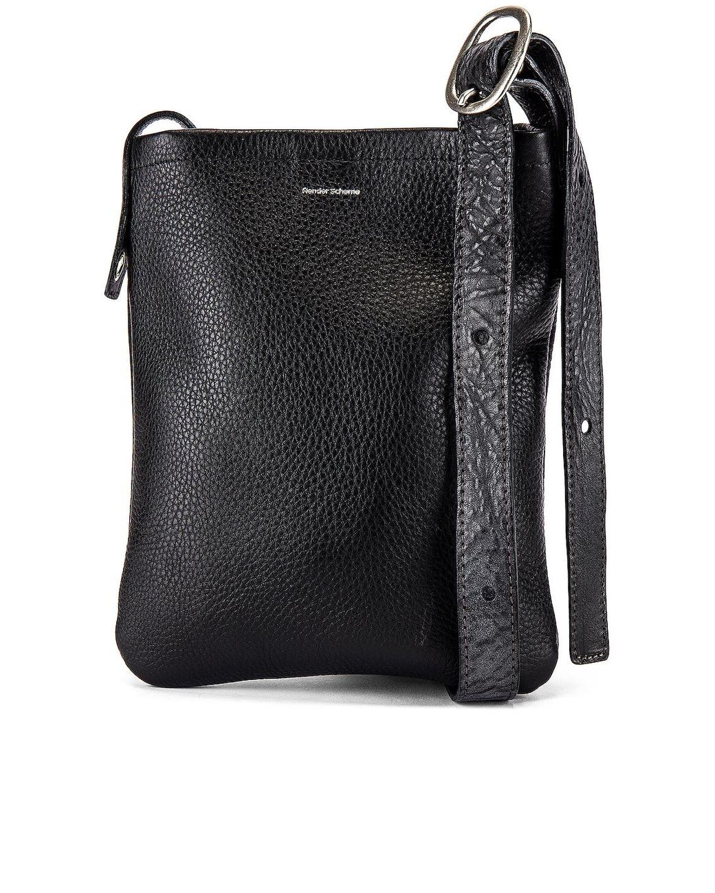 Hender Scheme Men's Black Leather One Side Belt Bag Small