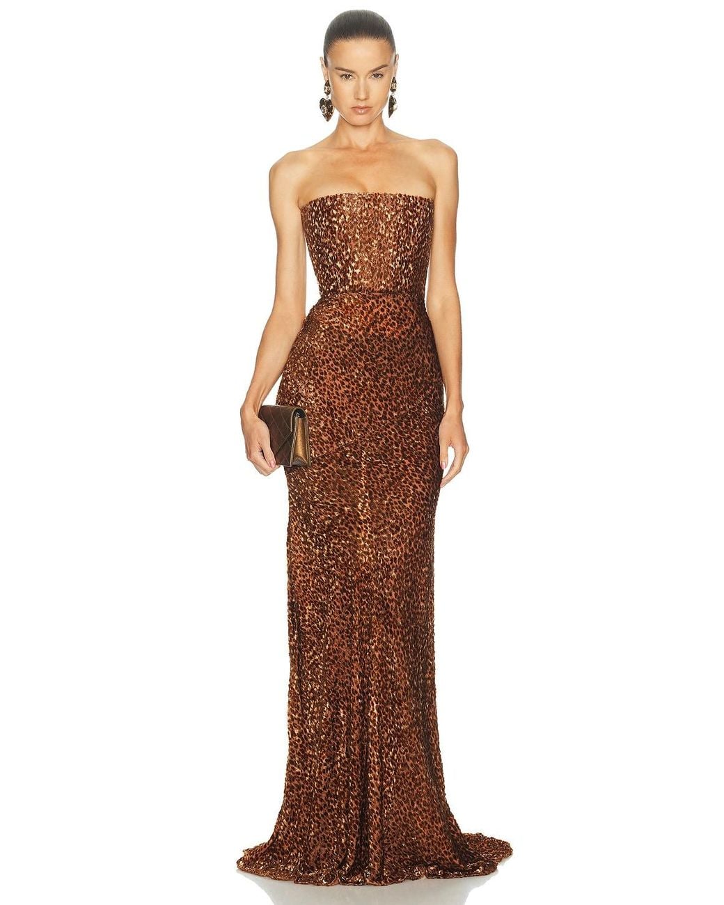 Alex Perry Brown Strapless Draped Gown