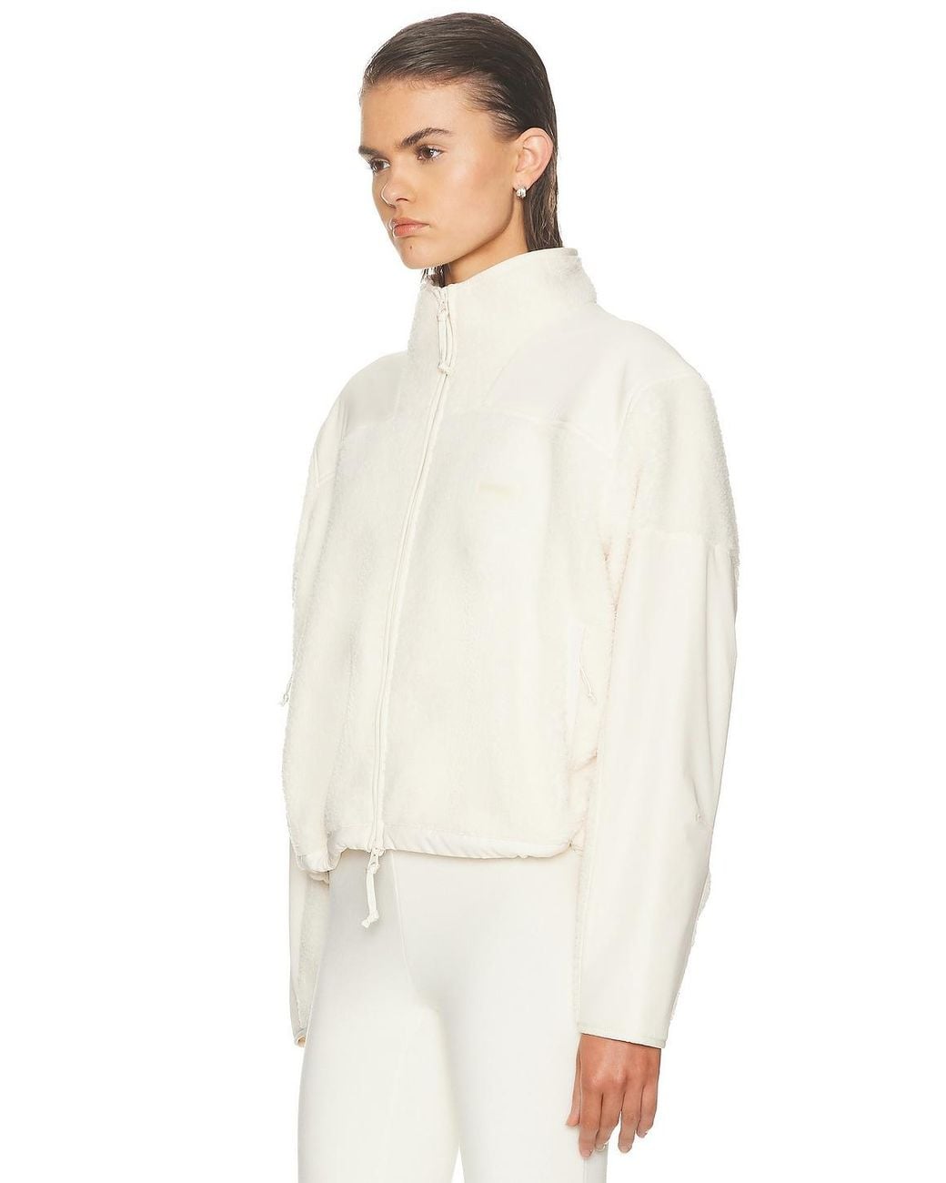 Skims White Ski Teddy Boxy Zip Up Jacket