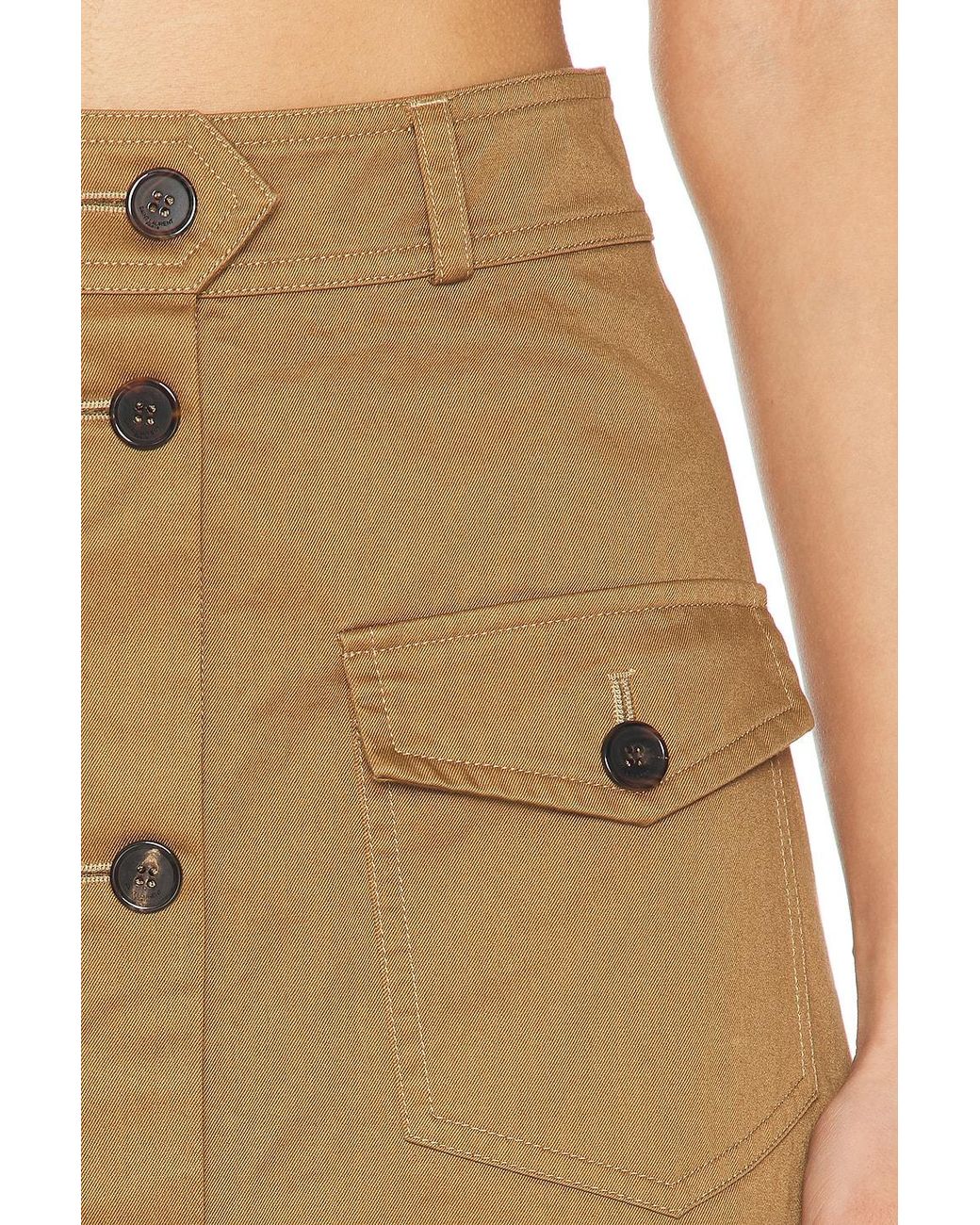 Saint Laurent Natural Button Down Midi Skirt