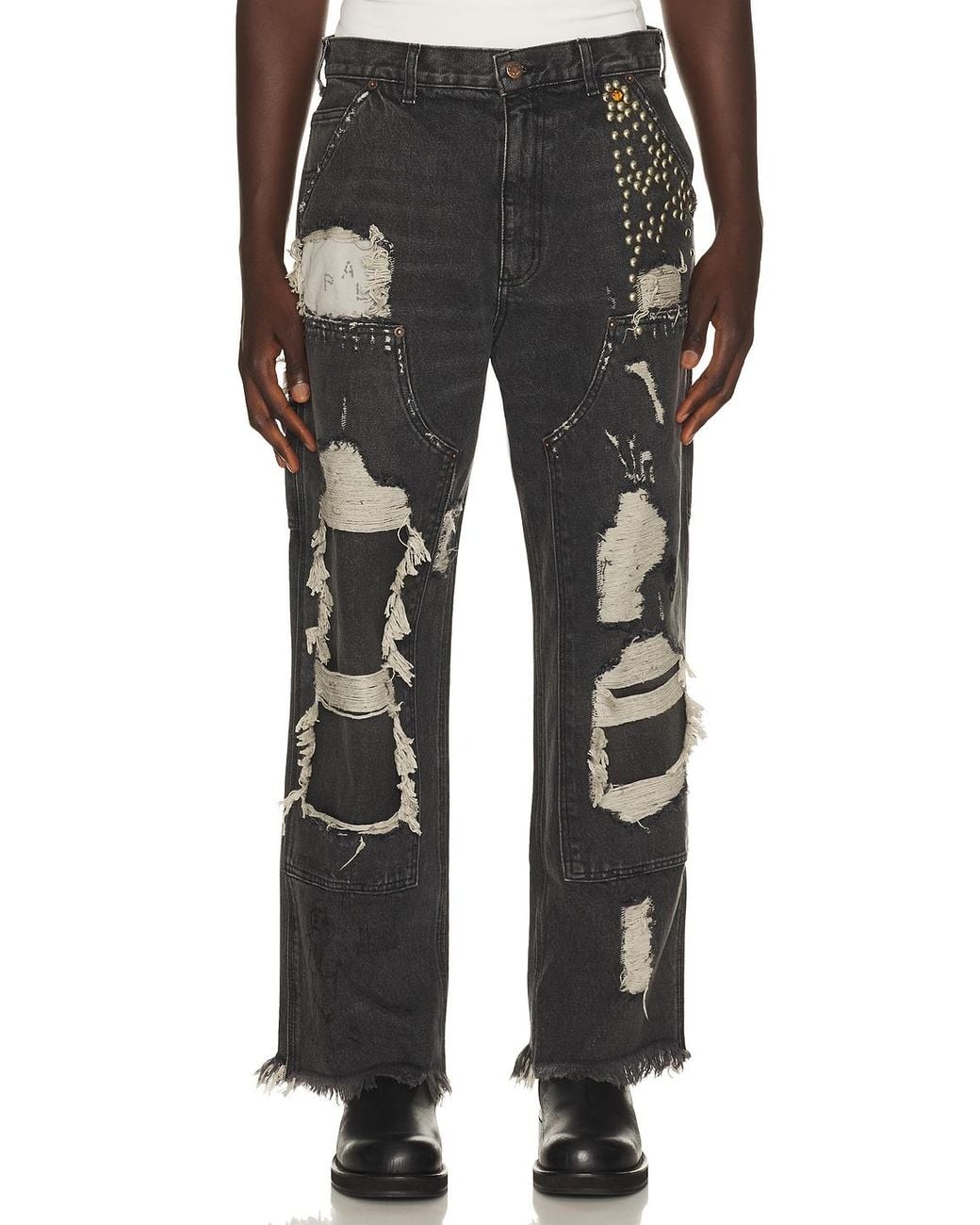 Ngp Busted Paly Hollywood Busted Dbl Knee Jean in Black for Men | Lyst