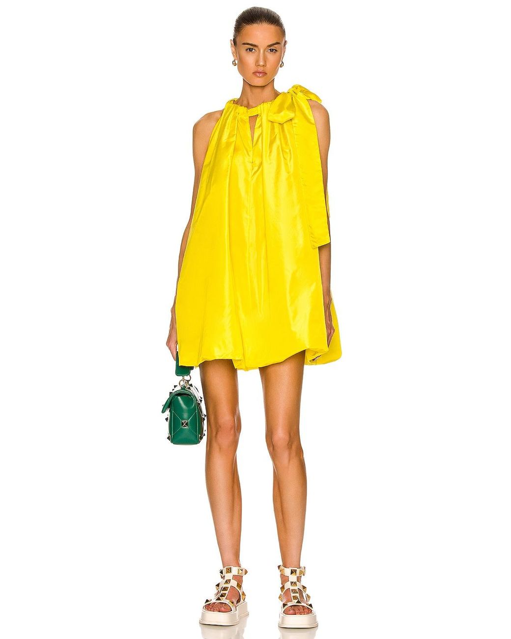 Valentino Seide Kleid Aus Seidenfaille in Gelb Damen Bekleidung Kleider Kleider für formelle Anlässe und Abendkleider 