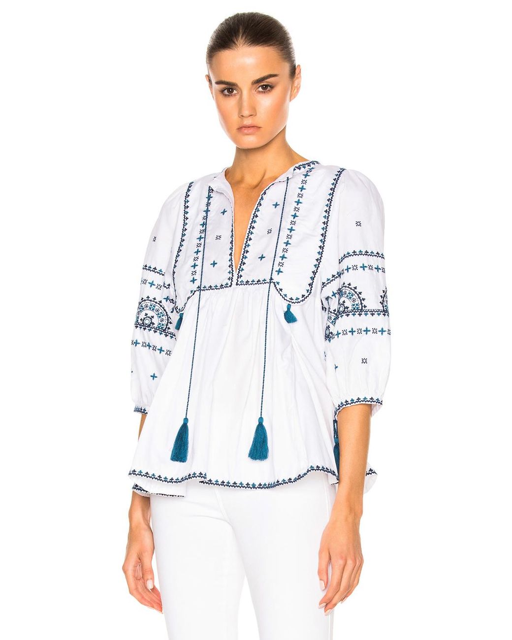 Talitha Indian Peasant Top in Blue | Lyst