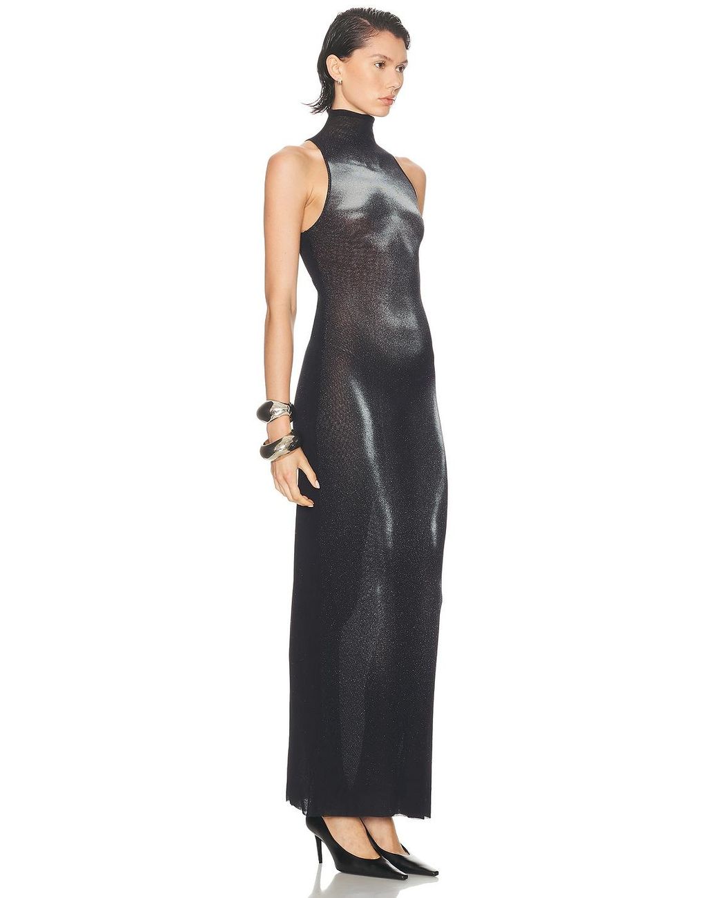 Jean Paul Gaultier High Neck Body Dust Printed Dress in Black | Lyst