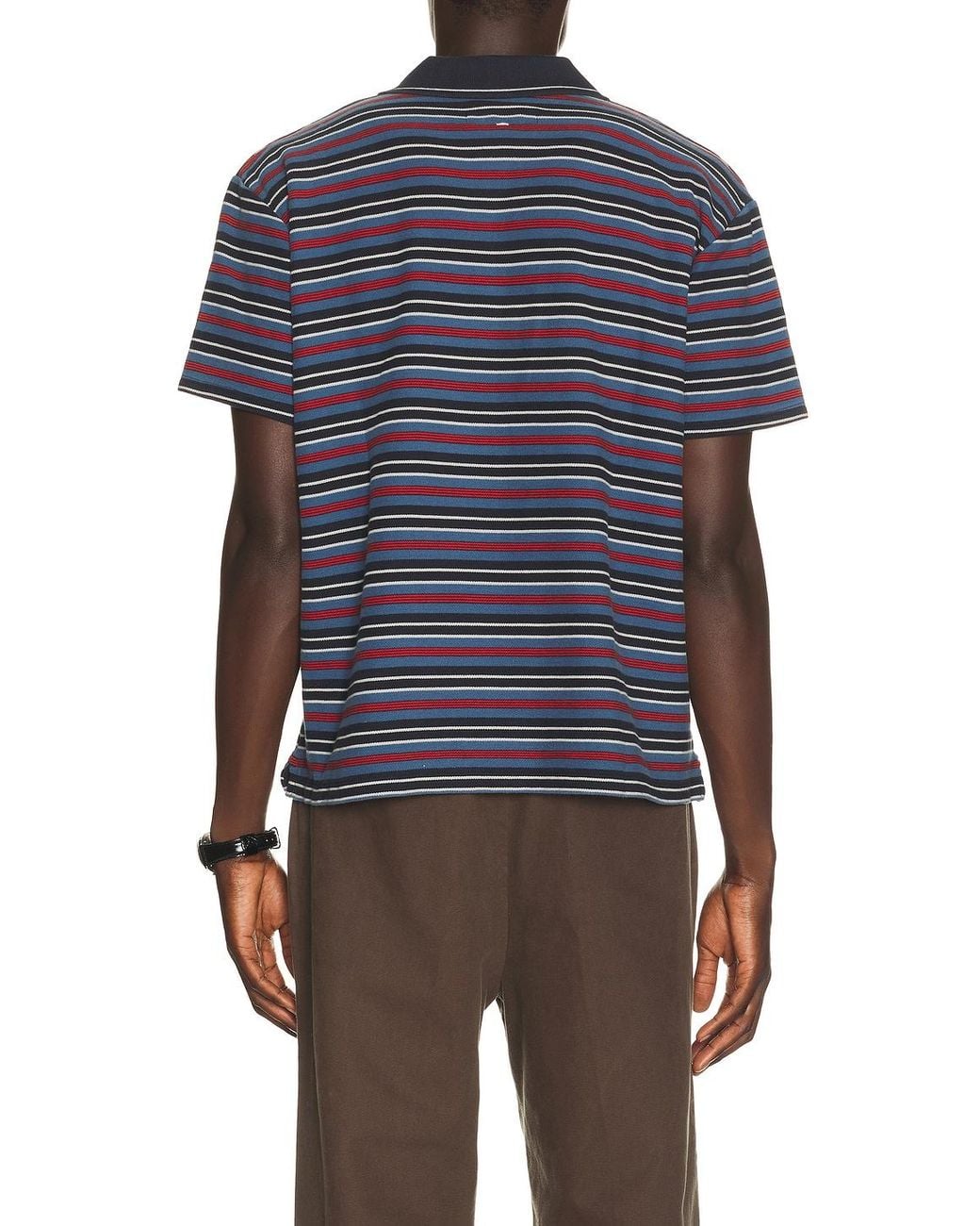 Rag & Bone Blue Stripe Pique Polo for men