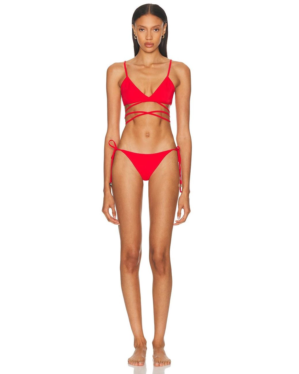 ビキニ THE ATTICO SS25 BIKINI LACE RED (WBC00009PAA094AA 010) The Attico Red Zebra-Print Bikini The Attico