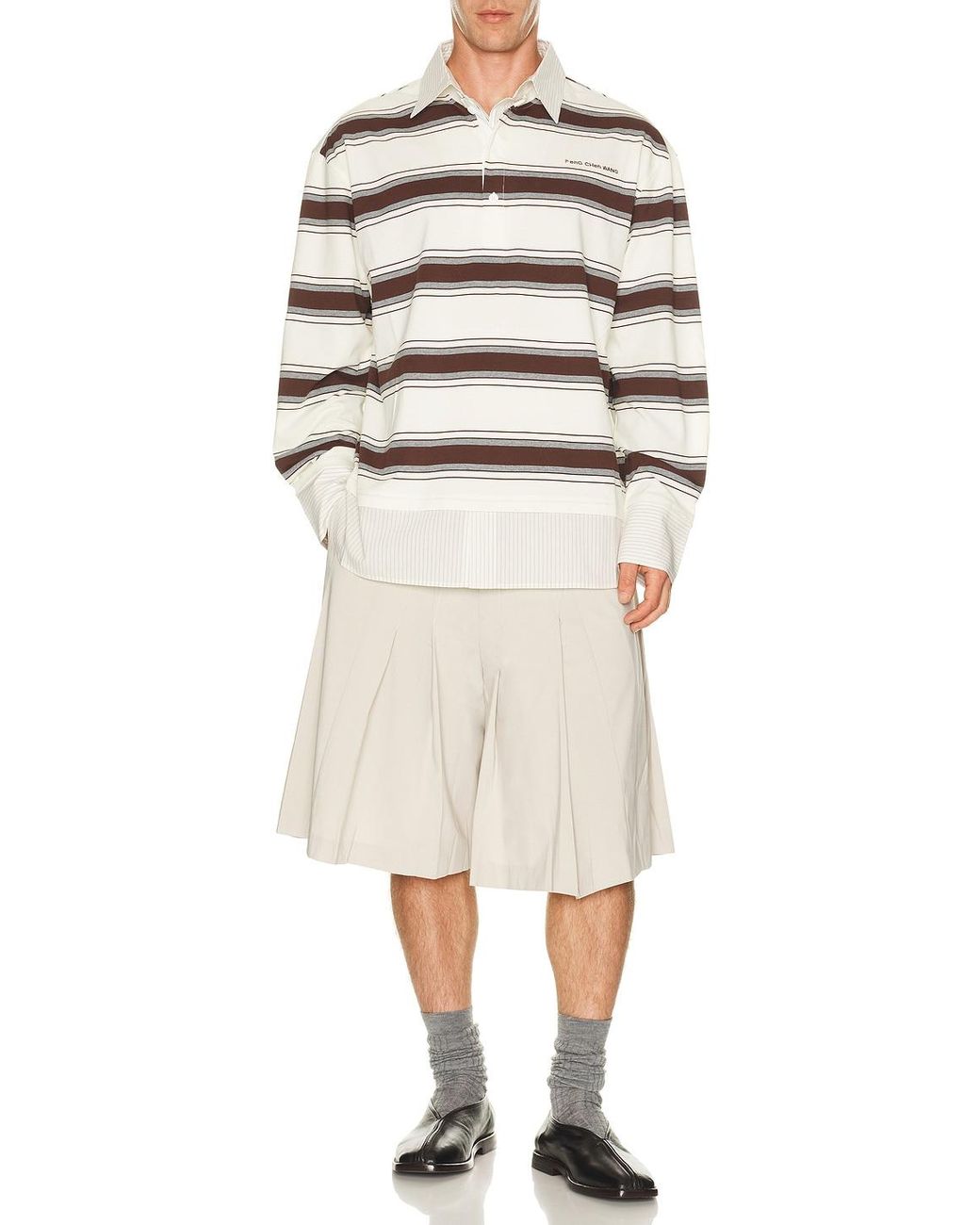 Feng Chen Wang Natural Irregular Pleats Shorts for men