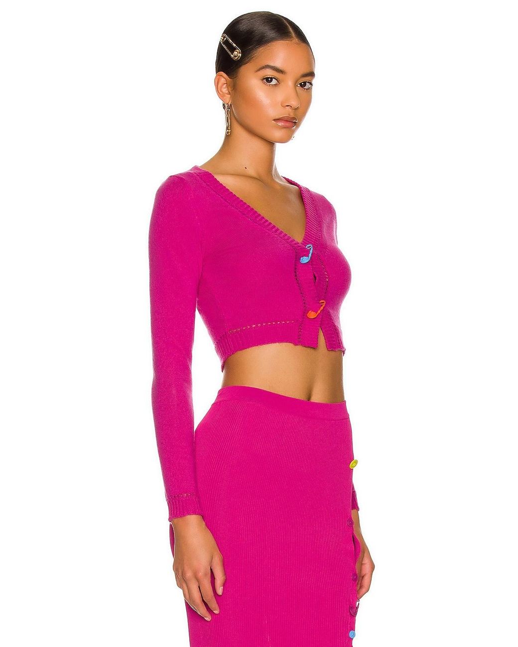 Versace Cashmere Safety Pin Sweater in Cerise (Pink) | Lyst
