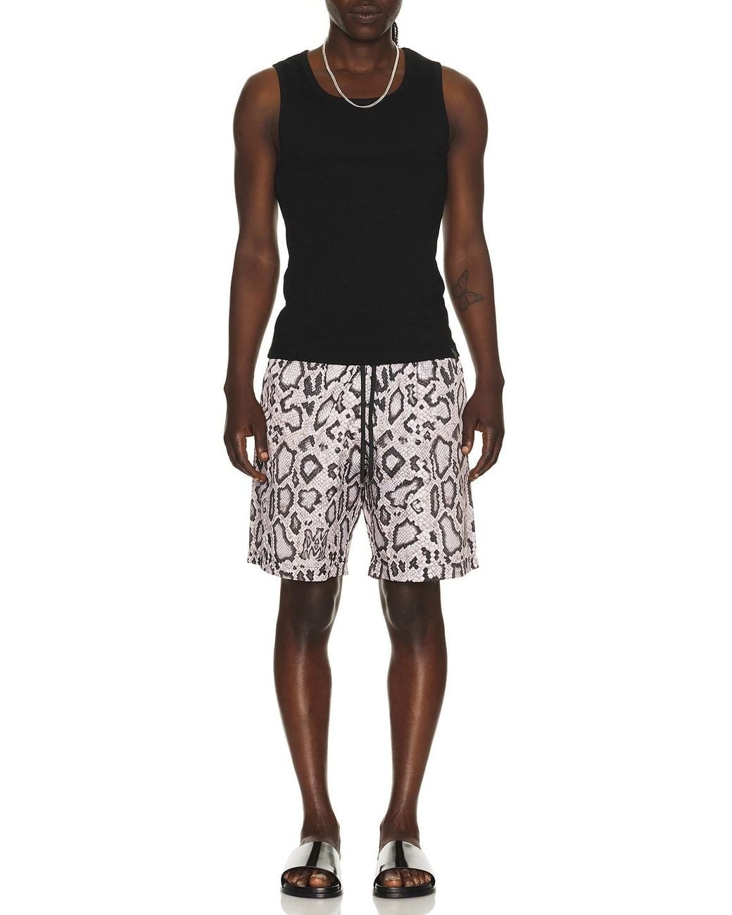 Amiri White Snake Swim Trunk for men