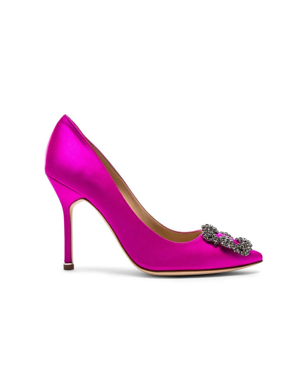 Manolo Blahnik Hangisi 105 Embellished Satin Pumps in Fuchsia (Pink ...