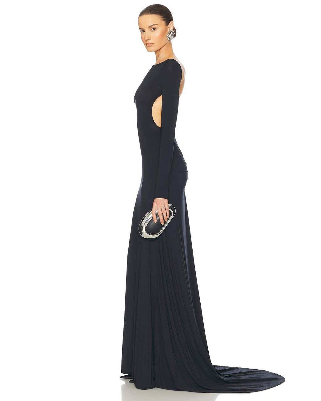 chinese dress ladies Louanne Slinky Long Sleeve Maxi Dress - Black main image 1