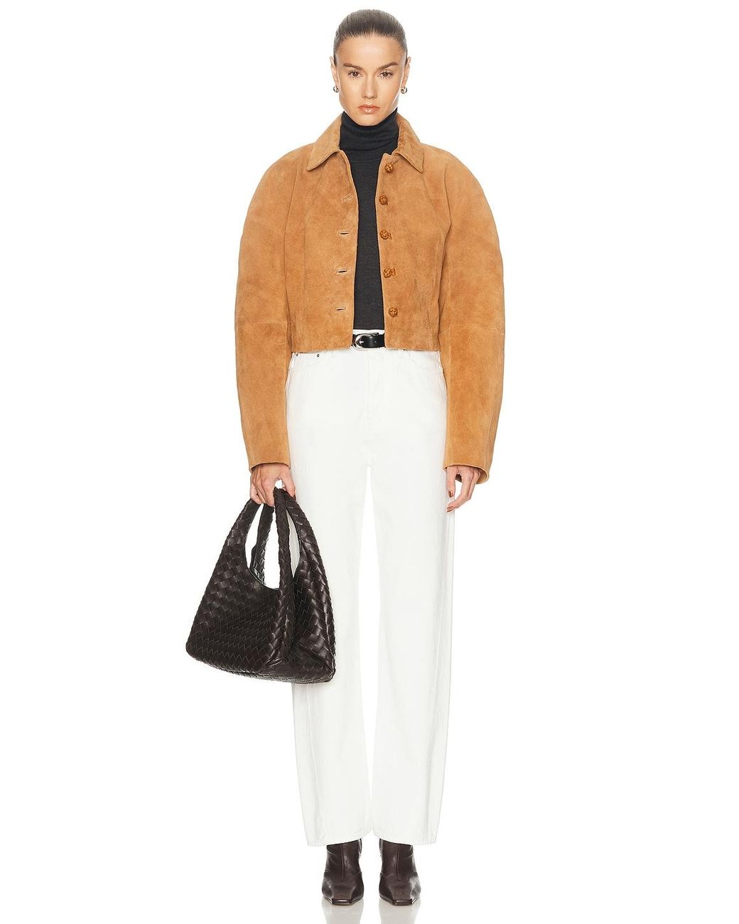Rohe White Rounded Textured Suede Jacket