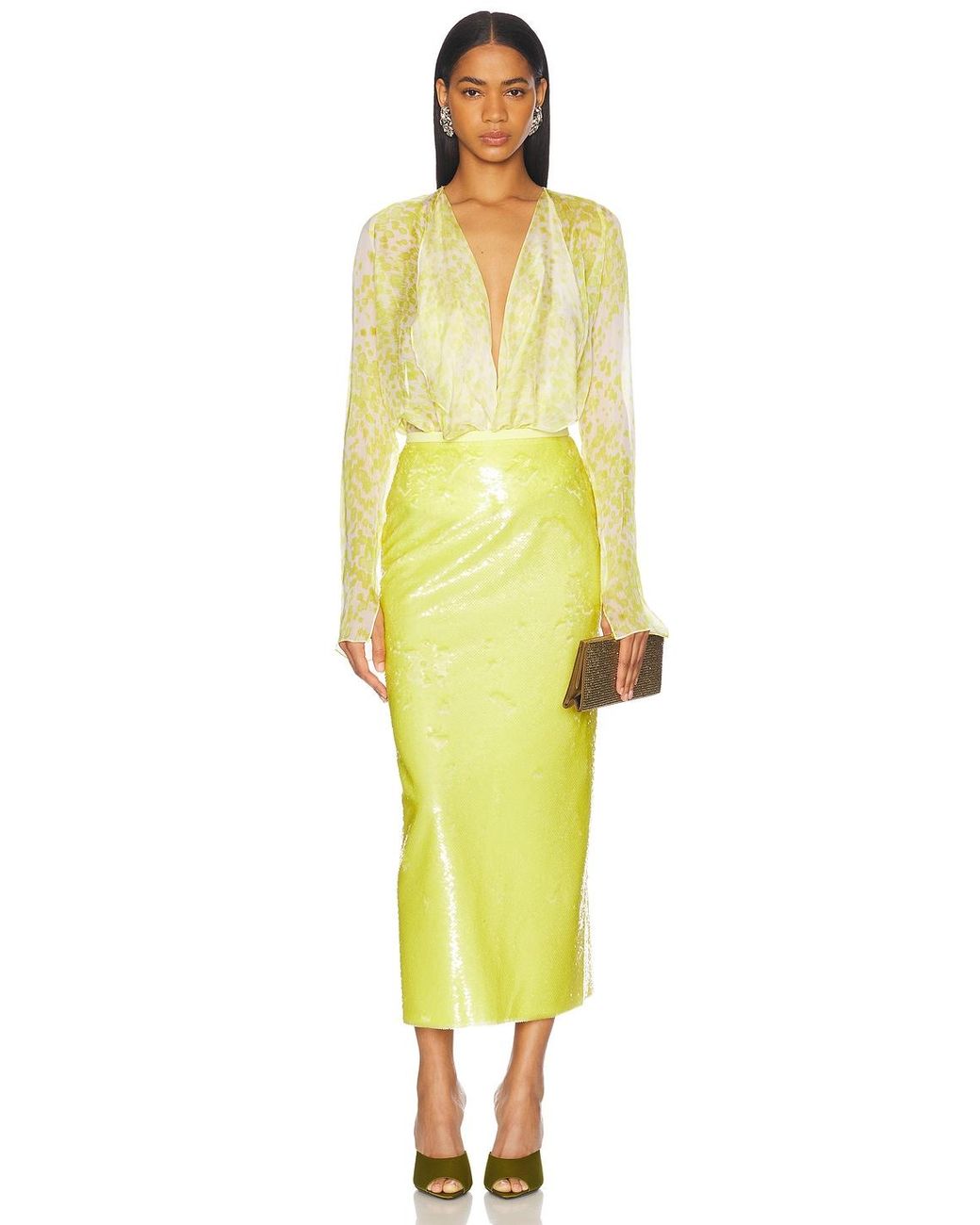 SEV Yellow Long Sleeve Draped Blouse