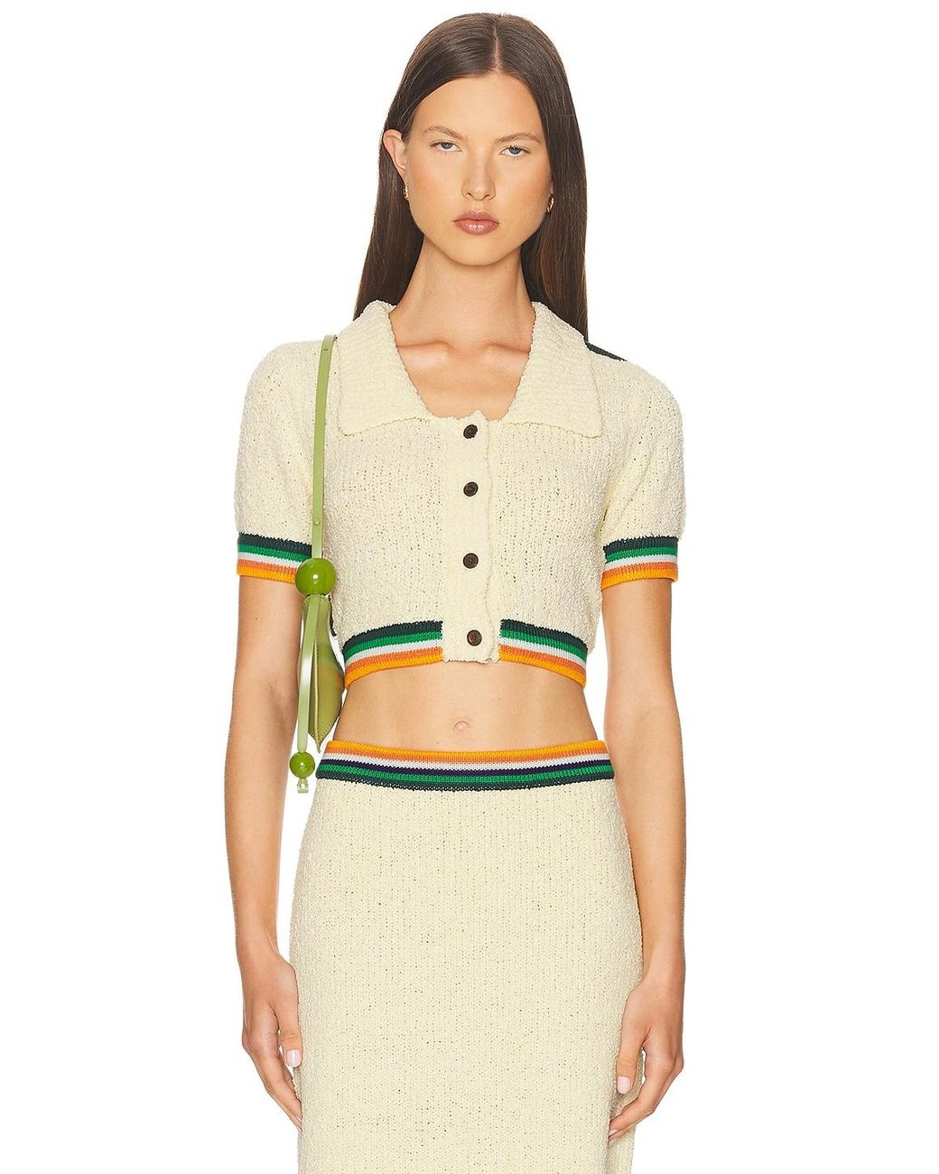 Christopher John Rogers Yellow Cropped Polo Top