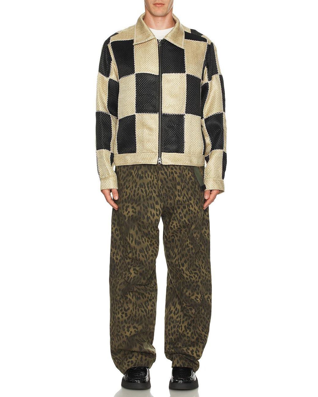 ANDERSSON BELL Black Patchwork Zip-Up Jacket for men