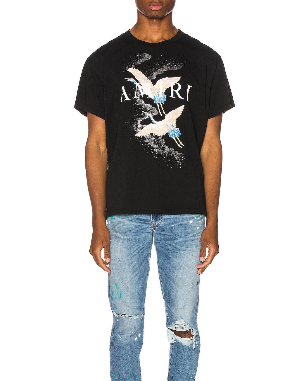 Amiri Cotton Crane Tee in Black for Men 
