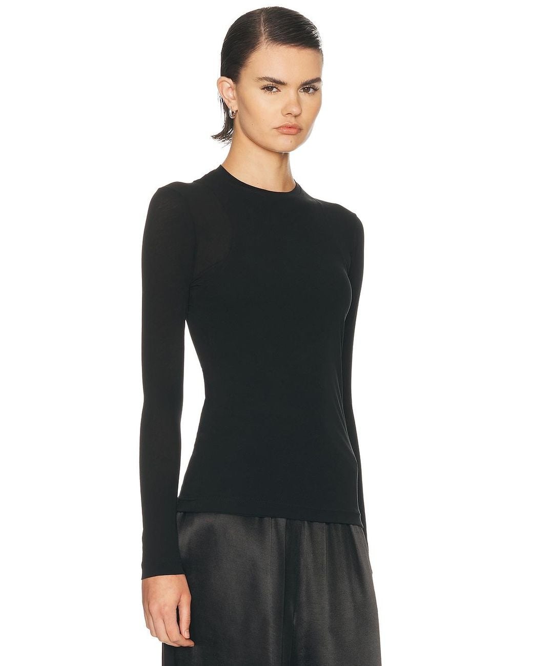 Jil Sander Black Double Layer Long Sleeve Top