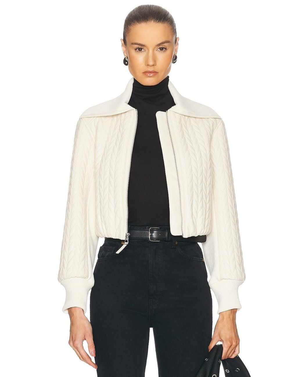 Jonathan Simkhai White Palmer Quilted Cropped Jacket