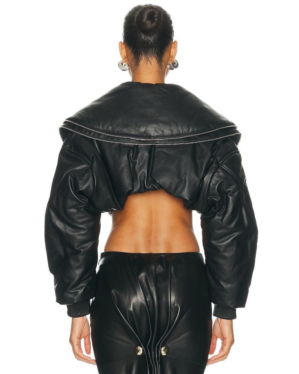 Givenchy Black Double Zip Collar Cropped Bomber Jacket