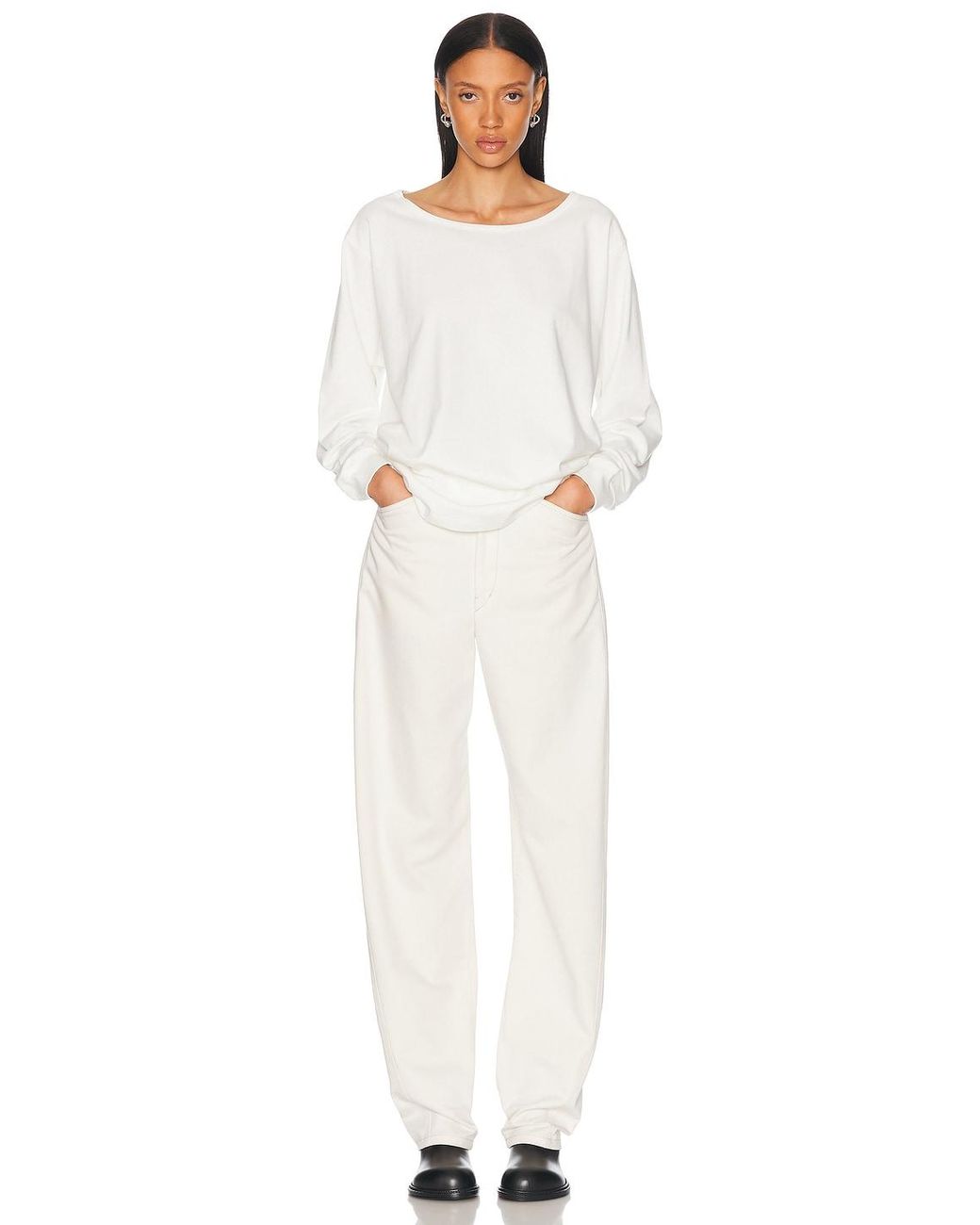 Lemaire White Five Pocket Twisted Pant