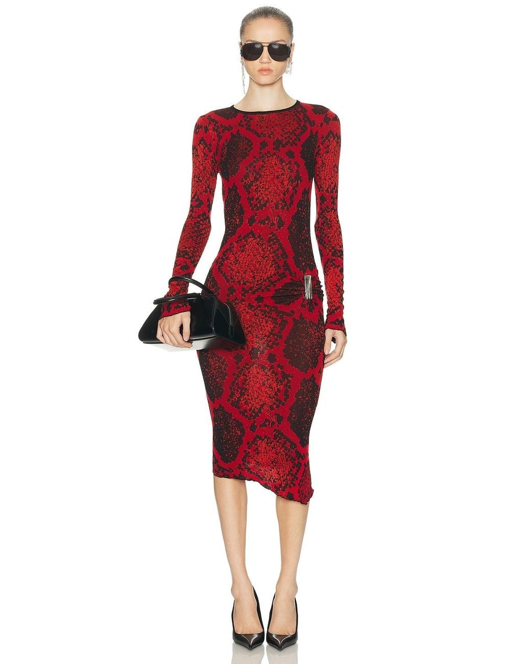 The Attico Red Python Midi Dress