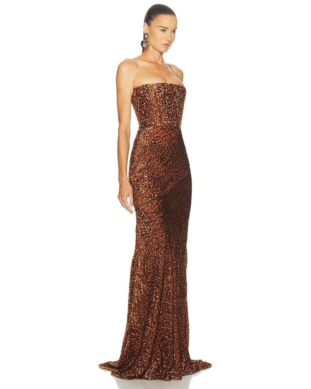 Alex Perry Brown Strapless Draped Gown
