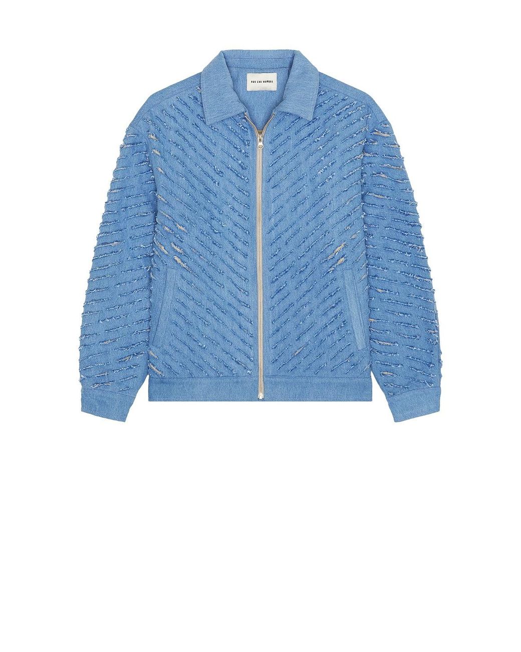 Pas Une Marque Blue Cut Through Denim Jacket for men