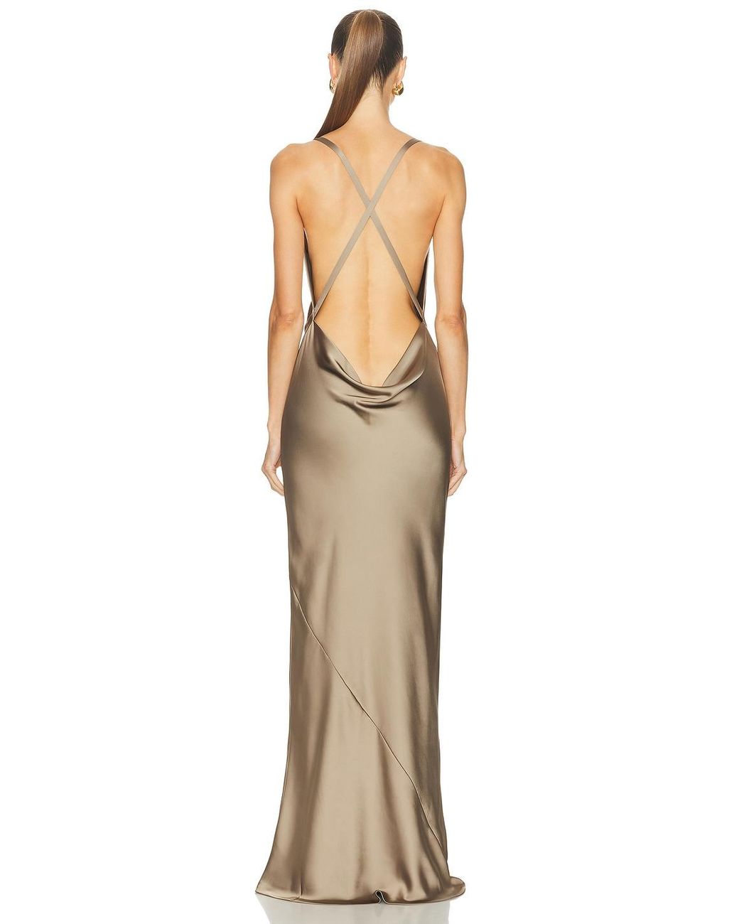 Norma Kamali Cross Back Bias Gown in Metallic | Lyst