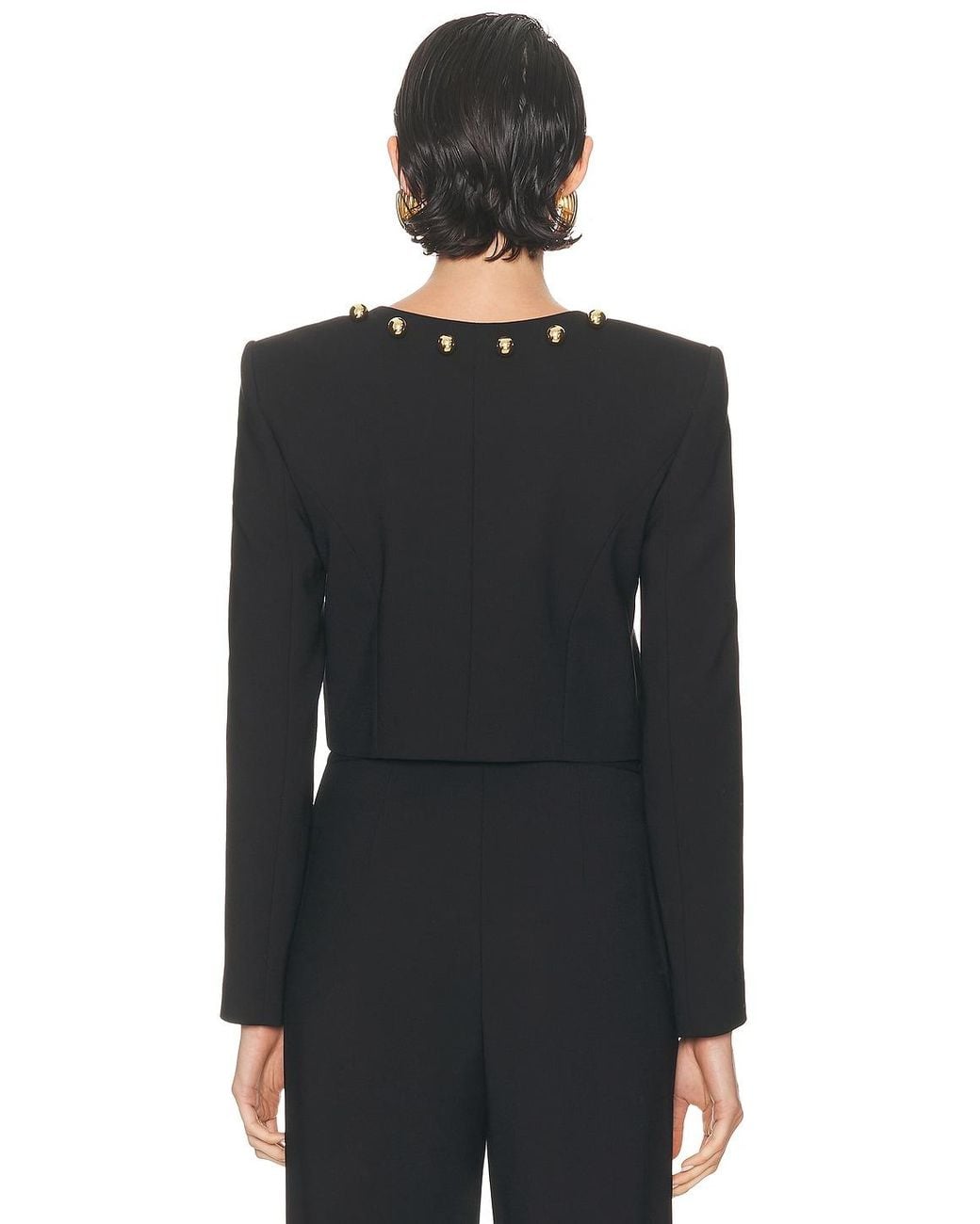 Carolina Herrera Black Collarless Cropped Jacket